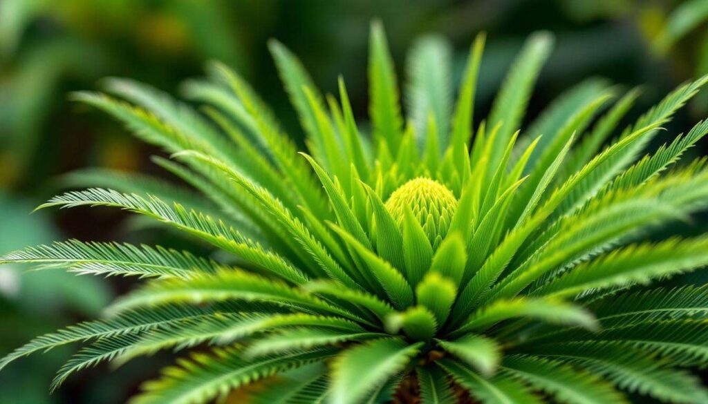 Quando la cycas fa la palla centrale ci sono nuove foglie in arrivo da accompagnare nella fase di crescita