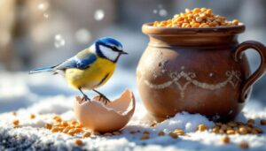 Un guscio d’uovo, un vecchio vaso… il trucco naturale che le cinciallegre adorano per superare il freddo