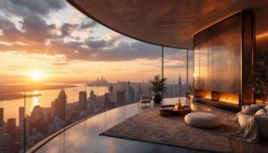 Un attico al 58esimo piano fatto di geometrie asimmetriche guarda lo skyline nutrendosi di luce
