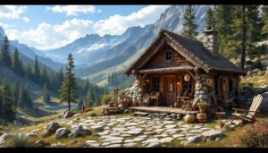 La baita di montagna di un collezionista è una casa in pietre di fiume e pezzi western d'epoca